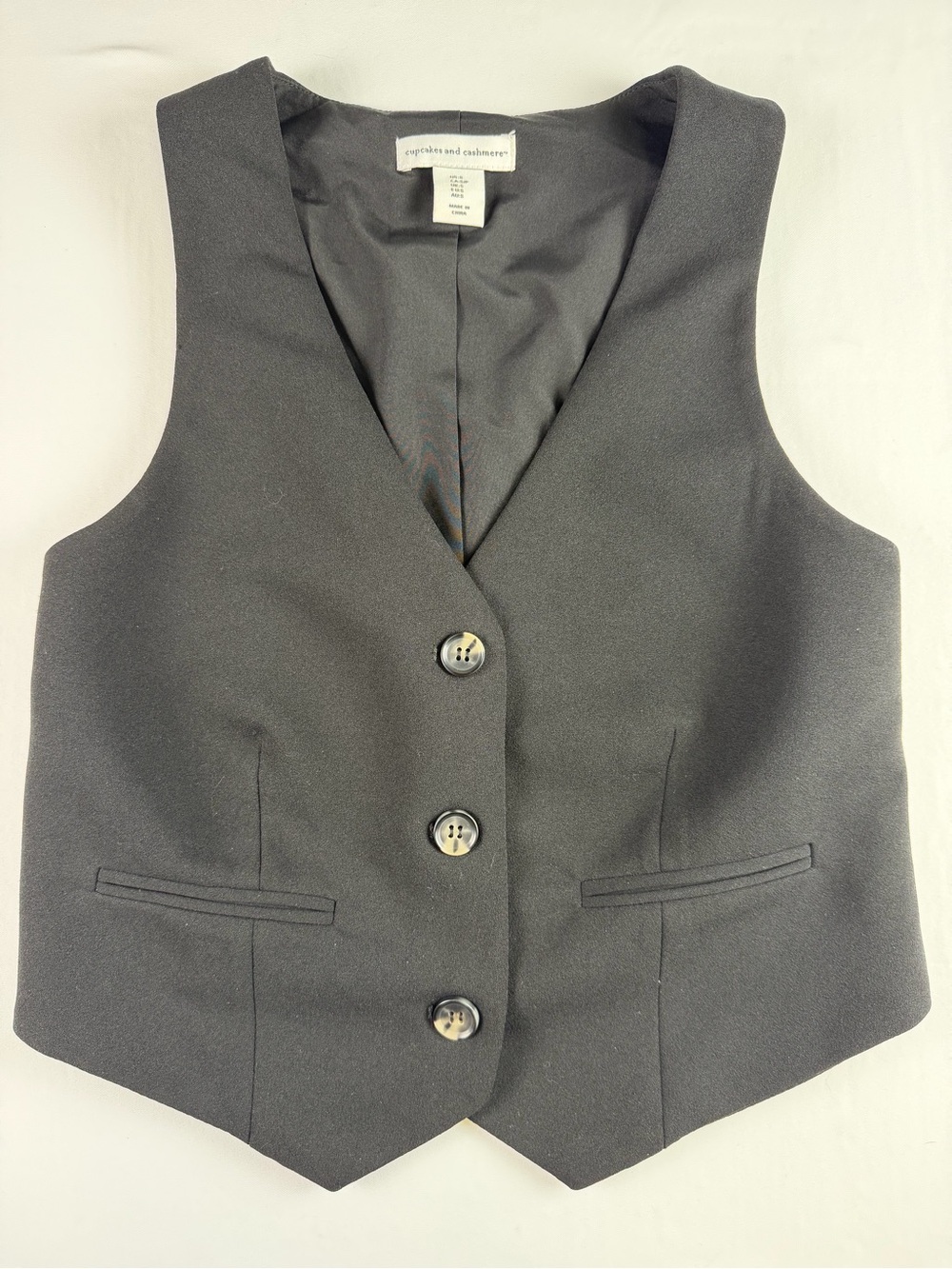 cupcakes & cashmere Black Tailored Women's Vest - classic menswear style small